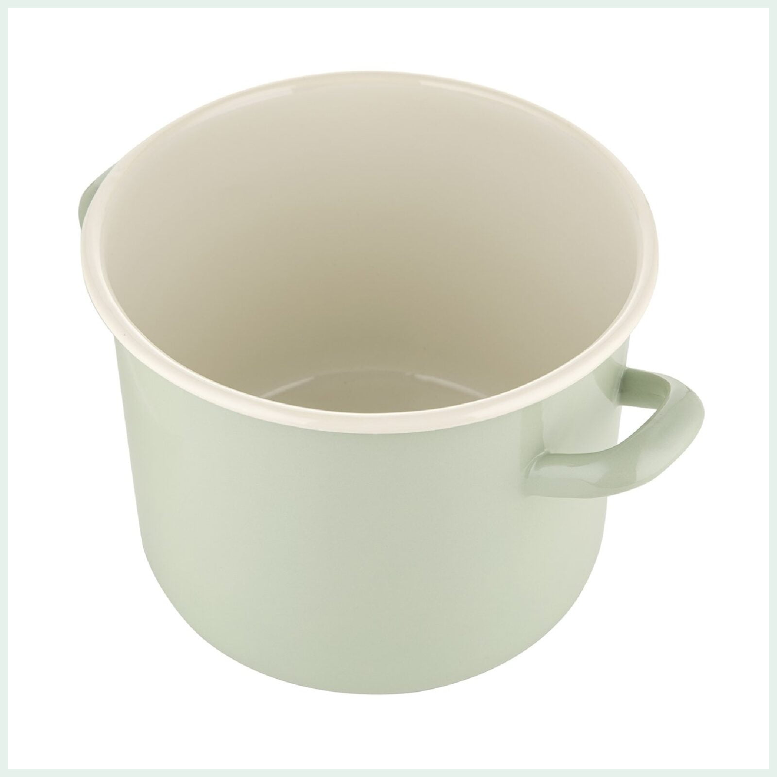 15 litre enamel stock pot in green for canning and pasteurising