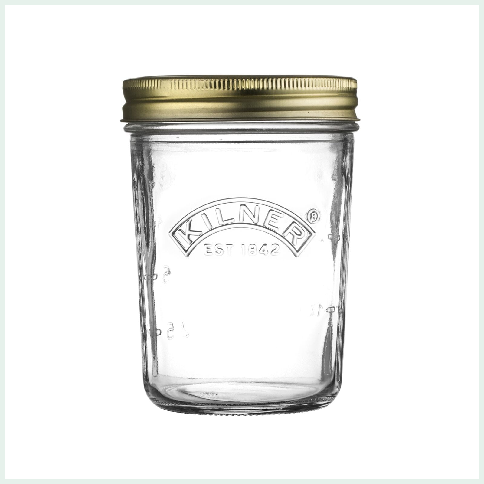 Kilner 0.35 litre wide mouth preserve jar. Suitable for canning.