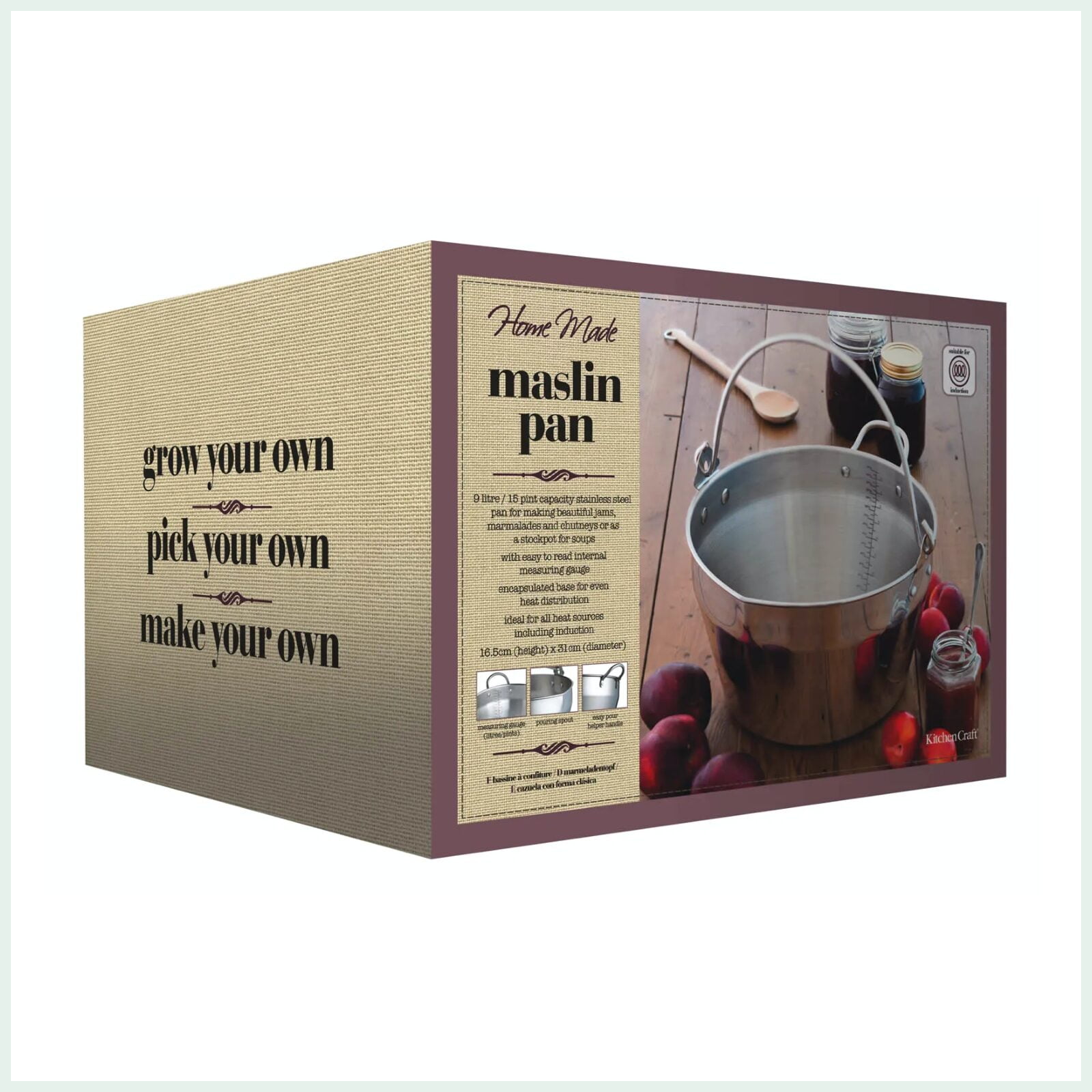 kitchencraft homemade stainless steel maslin pan